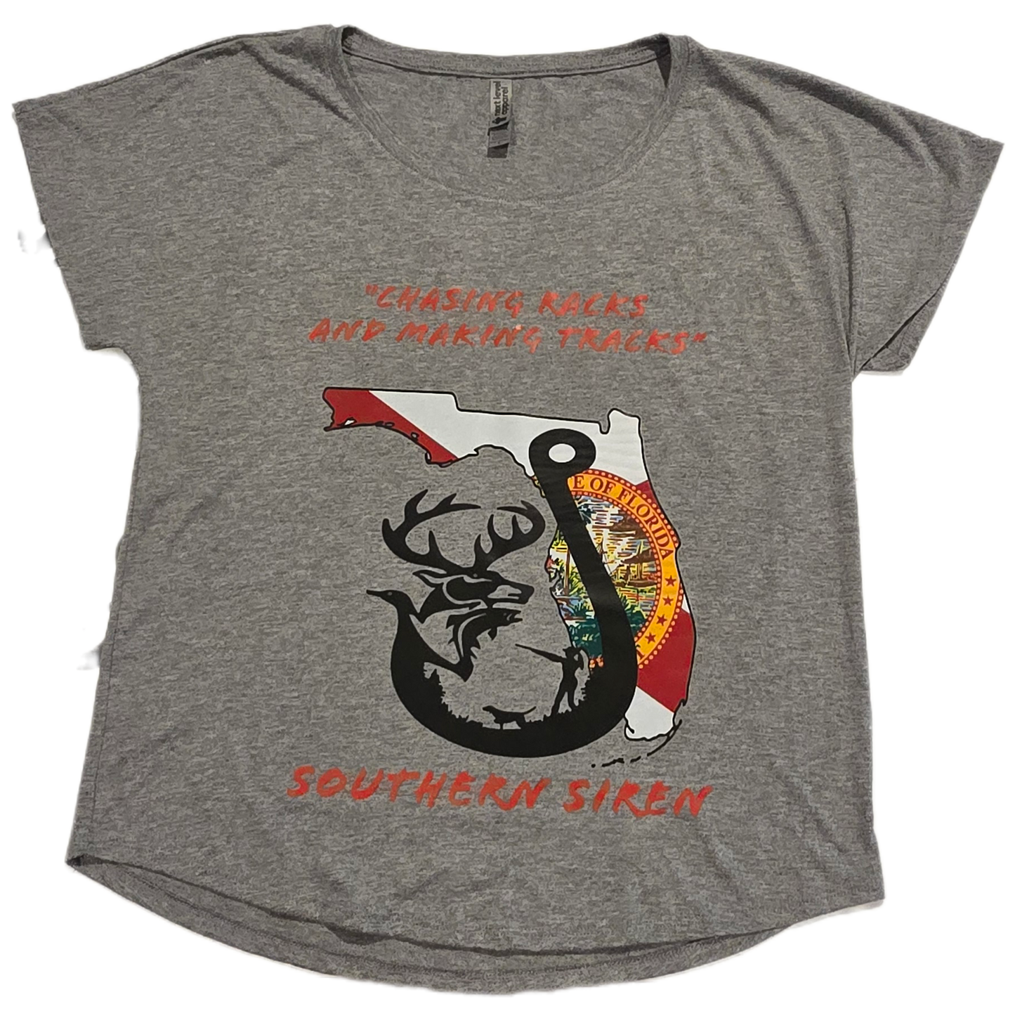 “Chasing Racks and Making Tracks” Dohlman Tee (Orange Lettering on Front)