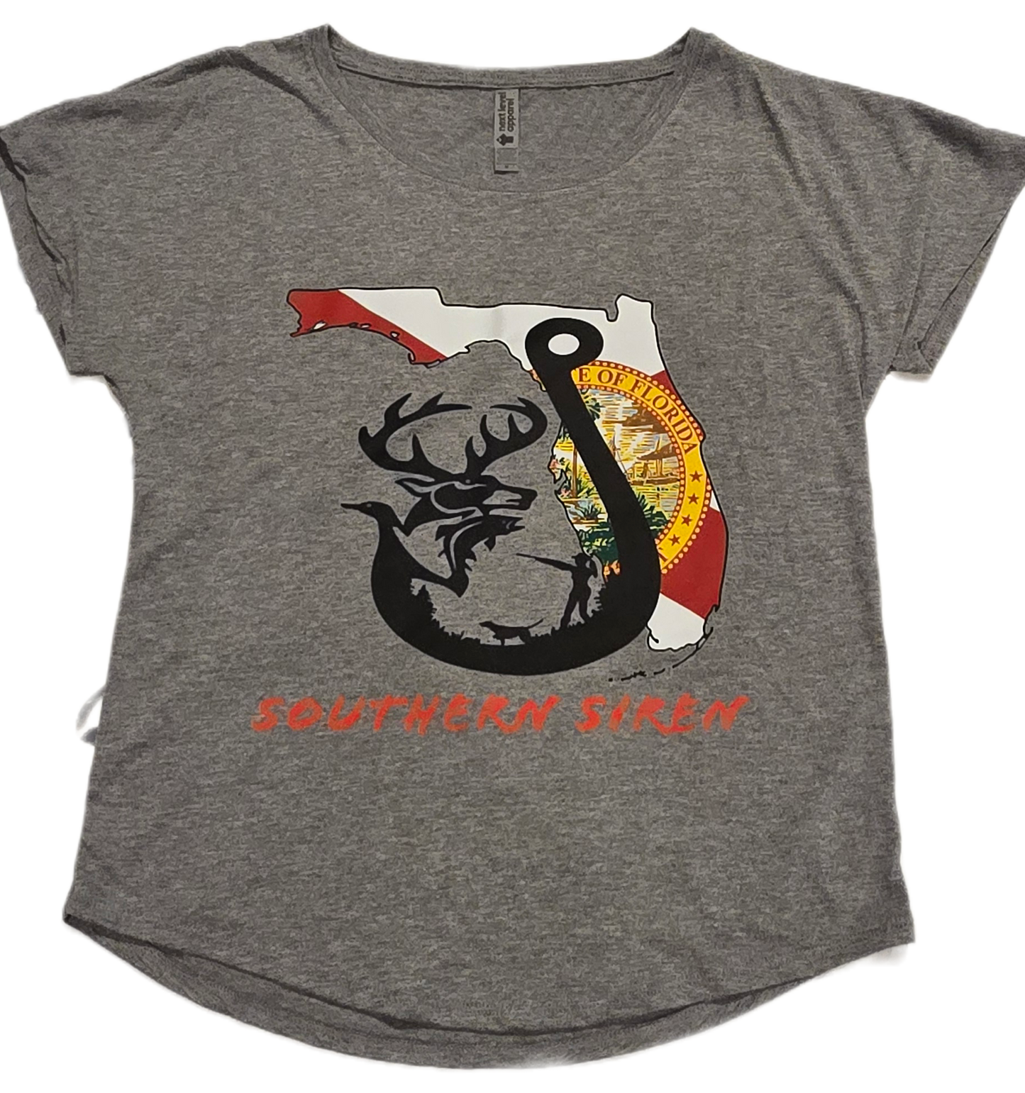 Southern Siren Logo Women's Triblend Tee (Orange Lettering on Front)