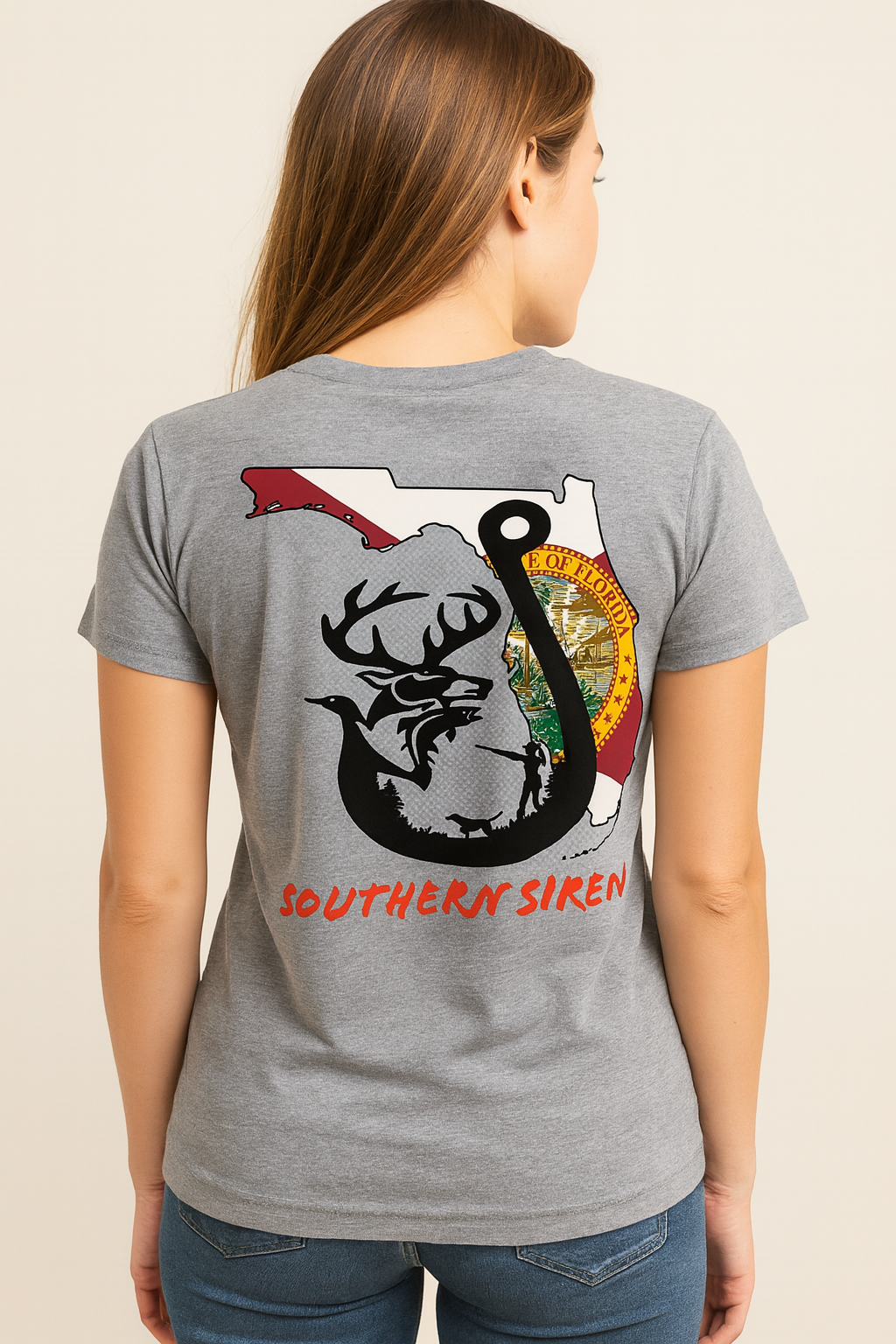 Southern Siren Women's Triblend Dolman Short Sleeve Tee (Orange Lettering)