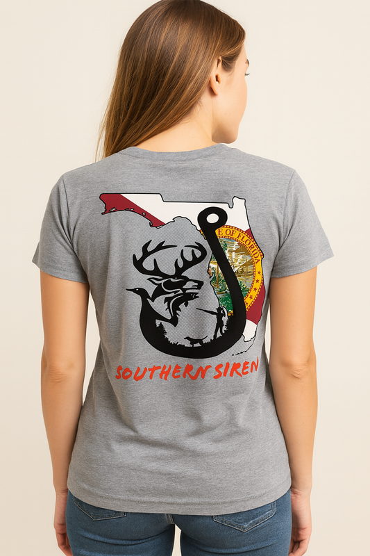 Southern Siren Women's Triblend Dolman Short Sleeve Tee (Orange Lettering)